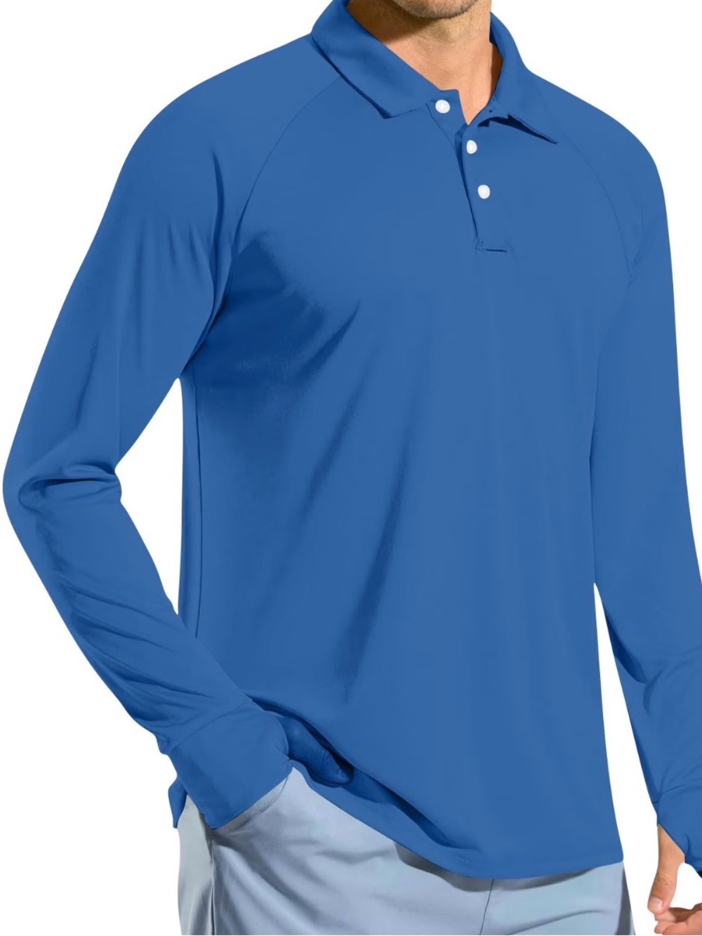 Long-Sleeve Performance Polo Shirt - Blue